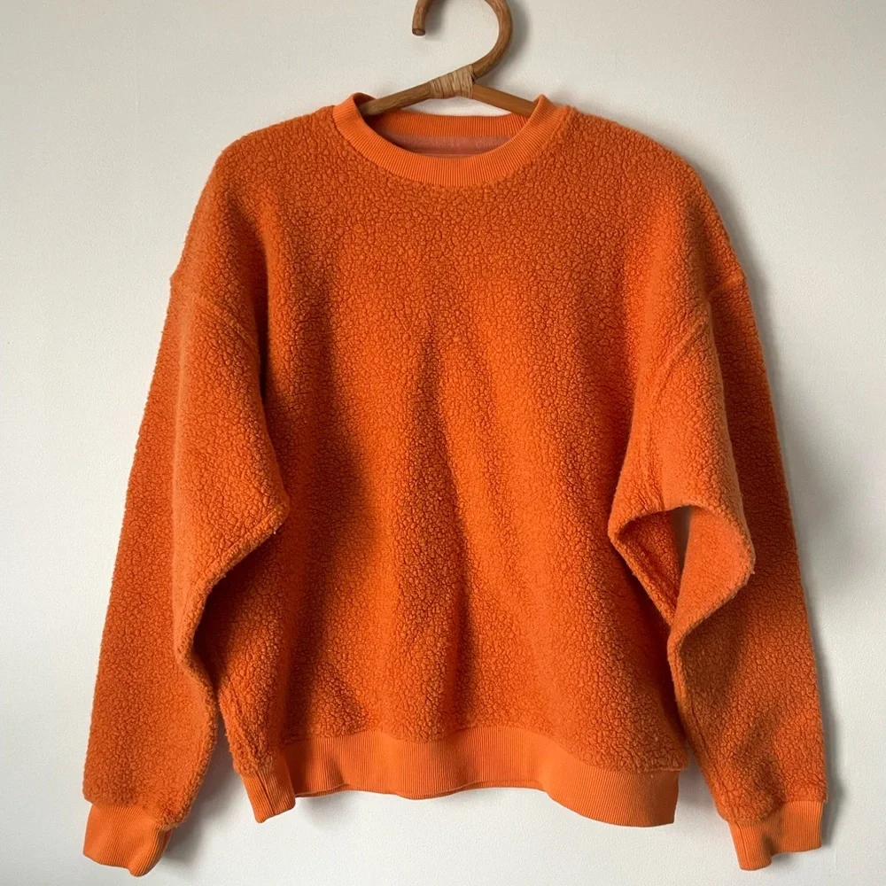 Outdoor Voices MegaFleece Oversized Crewneck Sweatshirt Sunstone Orange $98 Wool - Picture 3 of 7